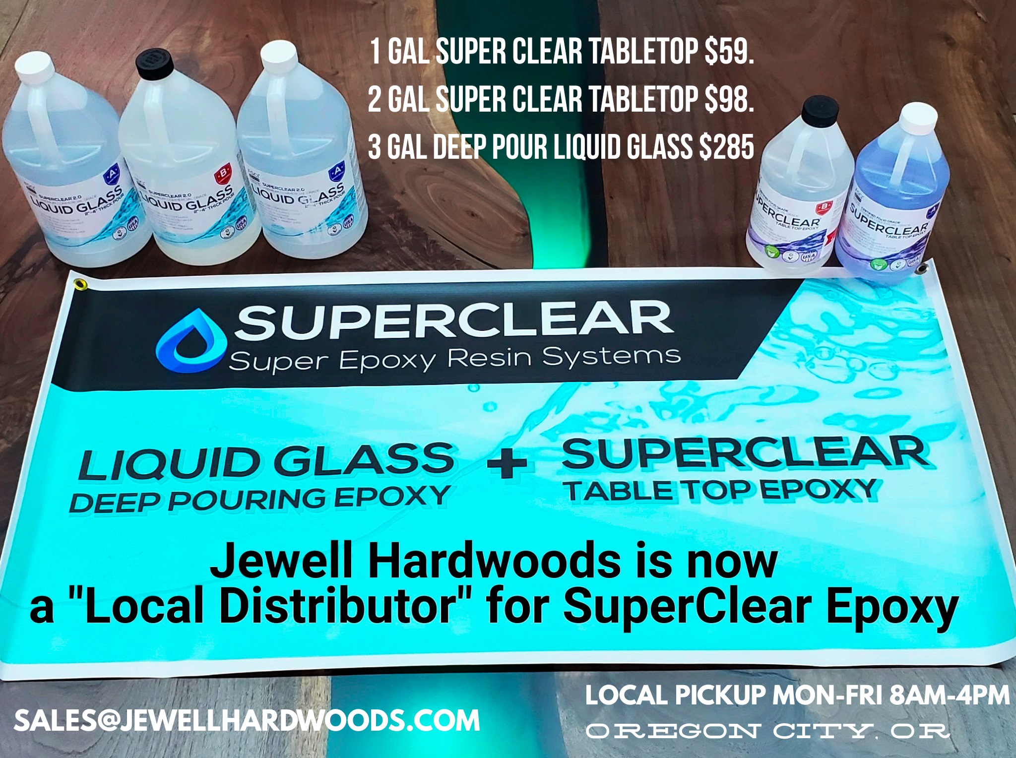 Jewell Hardwoods is now a Local supplier for SuperClear Epoxy
